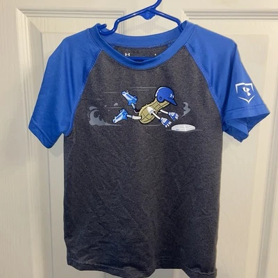 Under Armour Boys Heatgear Baseball T Shirt Gray Blue Peanut Size 6 - Image 1 of 4