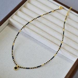 Natural Crystal Black Tourmaline Beaded Healing Anxiety Relief Choker Necklace - Picture 1 of 5