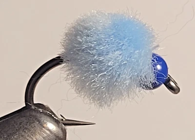 FISH WIZ LLC Bead Head Glo Bug Yarn Egg BLUE Size 10 (per 6)