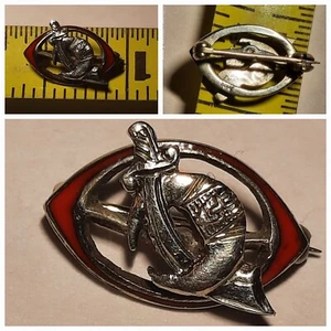 Vintage 14k Weißgold Freimaurer Shriners Emaille Krawatte Revers Emblem Pin  - Bild 1 von 11
