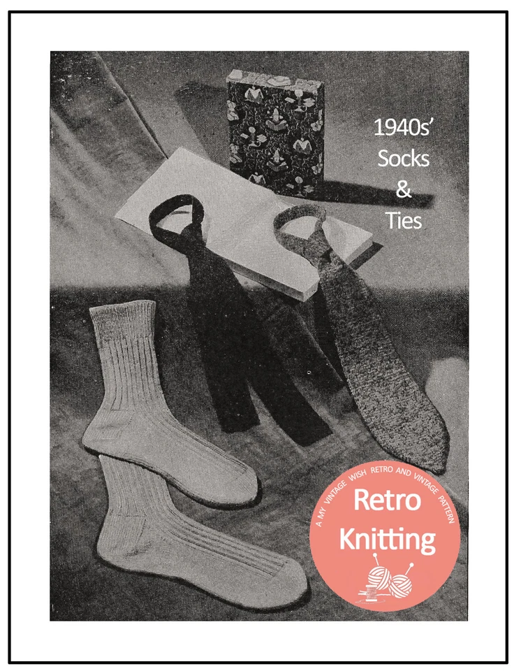 1940s Men's Ties and Socks Vintage Knitting Pattern - Copy - Image 1 of 1