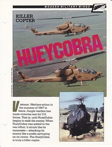 Bell AH-1 Cobra Attack Helicopter HueyCobra Spec Sheet Fact Card - Picture 1 of 2