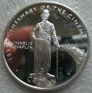 Gibraltar Crown 1996 Silver Proof Coin Centenary of the Cinema Charlie Chaplan - Picture 1 of 2
