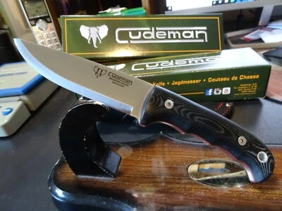 CUCHILLO 8 3/4" CUDEMAN NEGRO MANGO MICARTA HOJA FIJA HOJA CV CUERO NEGRO ELLA Foto 1 de 4