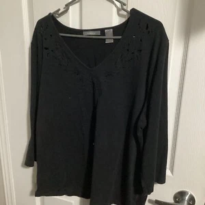 Liz Claiborne womans 3x pullover shirts 3/4 sleeve black - Picture 1 of 1