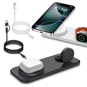 2w1 Bezprzewodowa ładowarka Stacja Telefon komórkowy i zegarek Podkładka ładująca do Apple Watch iPhone 16 - Zdjęcie 1 z 14