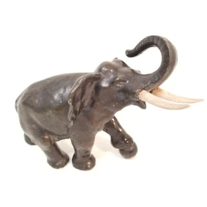Vintage Bronze Style Elephant Figure Cast Aluminum Metal Statue - Picture 1 of 11