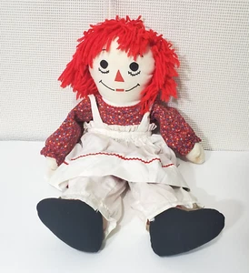 Vintage Handmade Raggedy Ann Doll 22" Dress Smock Bloomers 1970s Stuffed Rag - Picture 1 of 11