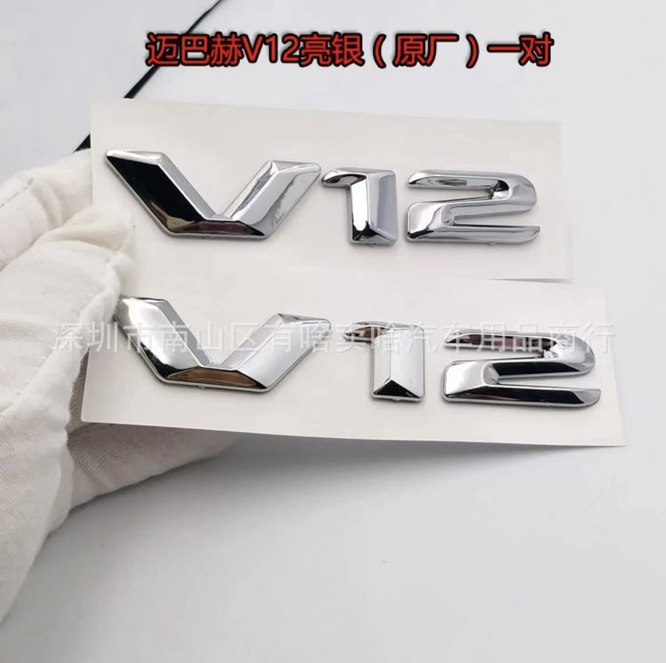 Pegatina insignia emblema lateral maletero V12 cromada 2 piezas para Mercedes-Benz Maybach S600 Foto 1 de 4