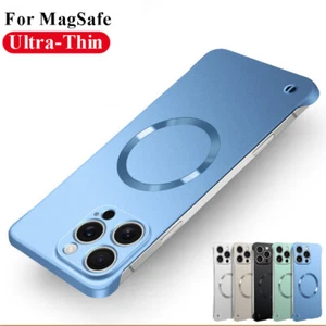 Ultra-Thin Magsafe Frameless Hard Case For iPhone 16 15 Pro Max 14 13 12 Cover - Picture 1 of 17