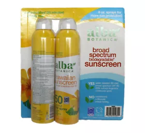 Alba Botanica Hawaiian Sunscreen SPF50 Coconut Clear Spray 8 Oz(2 PK)BACKDATED - Picture 1 of 2