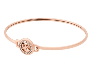 MICHAEL KORS Women's Exclusive MK Logo Rose Gold Bracelet Crystals MKJ6521791 - Picture 1 of 4