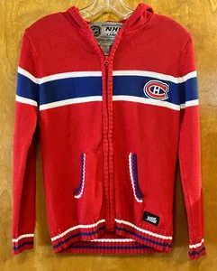 Montreal Canadiens Youth NHL Ilanco Vintage Acrylic Red Full Zip Hoodie Sweater - Picture 1 of 3