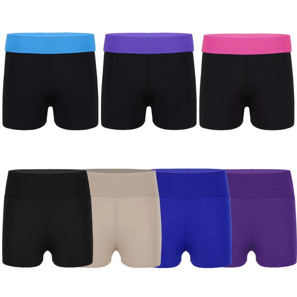 Girls Kids Dance Shorts Stretchy Hot Pants Ballet Gymnastics Yoga Sport Briefs  - Image 1 of 1
