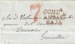 España 18?? portada prefilatélica de Ugijar (Granada) a Zacatín (Granada) (1203) - Imagen 1 de 1