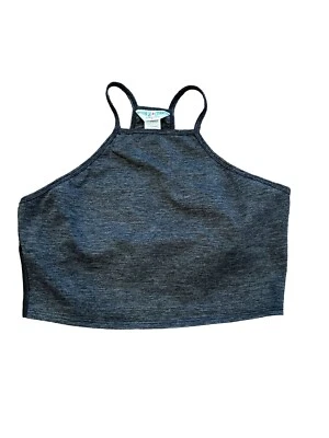 Hard Tail Forever Womens Black Gray Mini Crop Tank Top Shirt Sz L New w/Tag - Image 1 of 4