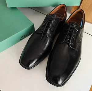CLARKS Goya Row Marken Schnürschuhe, Echtleder, Größe 42,5 schwarz, business - Bild 1 von 7