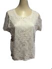 White Short Sleeve Lace Top Lined Good Condition SizeXL Polyester NoniB