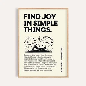 Motivational Wall Art "Find Joy in Simple Things" Poster for Classroom Decor - Picture 1 of 26