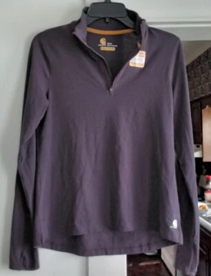 Camiseta Carhartt Force 1/4 Cremallera LS Cuello Simulado Borgoña Vino Mujer Pequeña Nueva Sin Etiquetas Foto 1 de 4