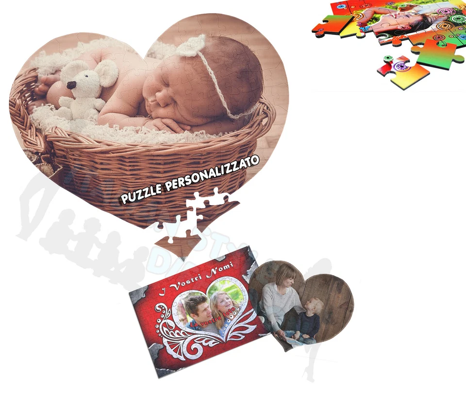 PUZZLE A CUORE PUZZLE PERSONALIZZATO STAMPA PERSONALIZZATA A4 FOTO QUADRO HD - Immagine 1 di 1