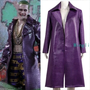 Halloween Joker Jared Leto Suicide Squad Purple Faux Leather Coat Cosplay Costum - Picture 1 of 10