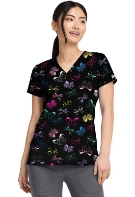 Bow Mania Med Couture Print Scrub V Neck Top MC8564 BWMA - Image 1 of 4