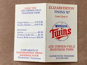 MiLB 1987 ELIZABETHTON TWINS Schedule Minor League Baseball Minnesota Affiliate - Picture 1 of 2