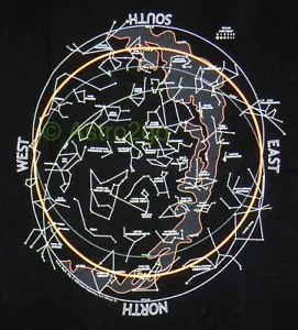 POLY GLOW SUMMER STAR CHART-Planisphere Constellations Astronomy Space T shirt - Picture 1 of 5