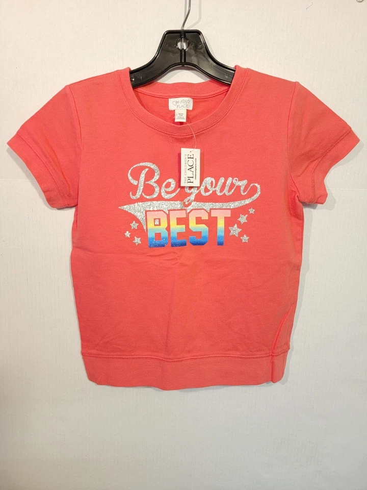 Nwt Girls Childrens Place Short Sleeve Sweatshirt Size M 7/8. (Be Your Best) - Image 1 of 3