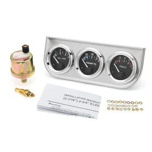 2" 52mm Auto Car 3 IN 1 Triple Gauge Set Water Temp Oil Pressure Volt Meter - Picture 1 of 9