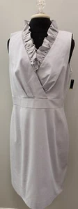 NEW Alex Marie JUDY Sleeveless Ruffle V-neck Pencil Purple Iris Stripe Dress 12 - Picture 1 of 2