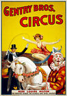 TZ70 Vintage Gentry Bros Reiter Clown Zirkus Karneval Poster Nachdruck A4