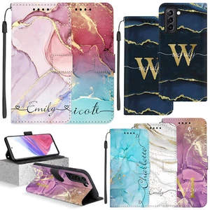 Personalisierte PU Leder Hülle für Samsung Galaxy A56 A55 S25 S24 FE Marmor Case - Bild 1 von 68