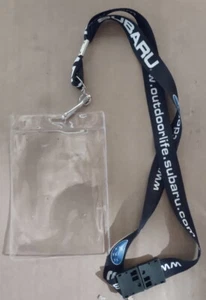 Subaru Outdoor Life Black Strap Lanyard Badge ID Holder - Picture 1 of 2