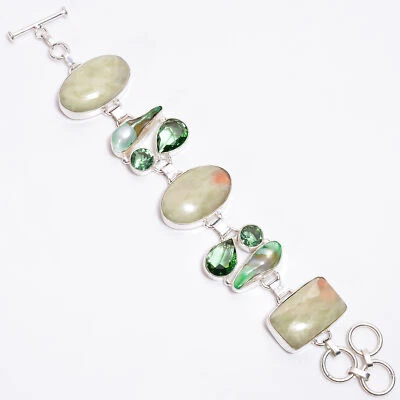 Seraphinite Green Amethyst Fashion Jewelry 925 Silver Bracelet 6-8" ARB-391 - Image 1 of 3