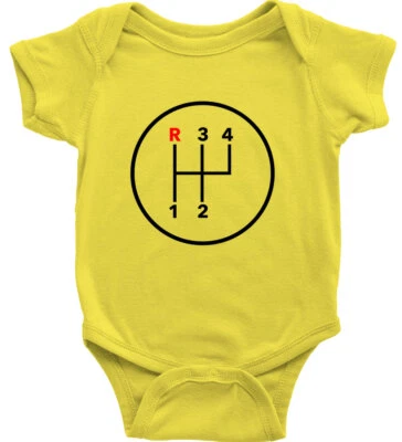 Body bebé bebé una pieza mameluco 4 velocidades patrón de cambio manual palanca de cambios Foto 1 de 3