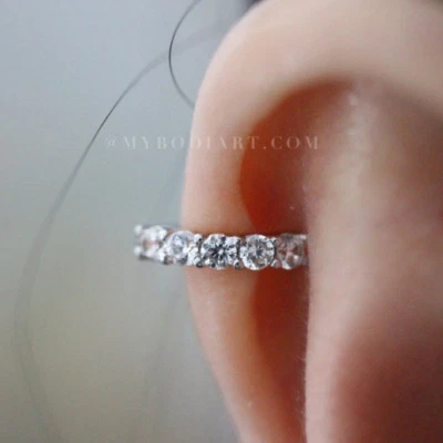 Pendiente de cartílago, piercing de hélice, aro de caracola, pendientes de brazalete anillo de cristal de 18G Foto 1 de 4