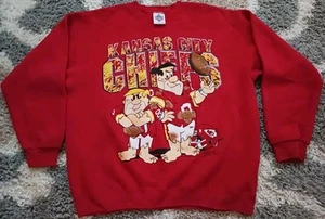 RARE Vintage 1994 Kansas City Chiefs Flintstones Hanna-Barbera Sweatshirt XL - Picture 1 of 6