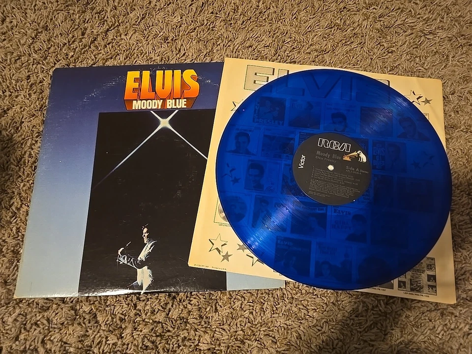 Элвис Пресли Moody синий LP 1977 полупрозрачный синий виниловая пластинка RCA AFL1-2428-1 VG - Изображение 1 из 4