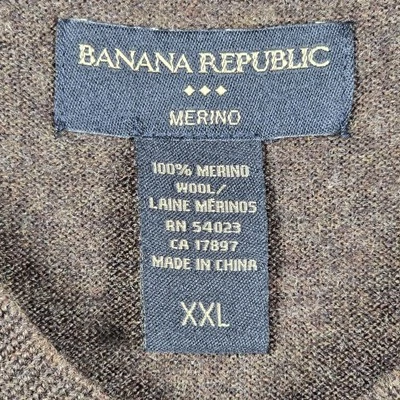 Chaleco Suéter Banana Republic Para Hombres XXL 2XL Marrón 100% Lana Merino 0971 Envío Gratis Foto 1 de 4