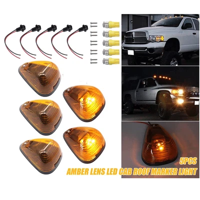 5X Amber LED Cab Roof Marker Lights For 99-16 Ford F250 F350 F450 Super Duty Foto 1 de 4