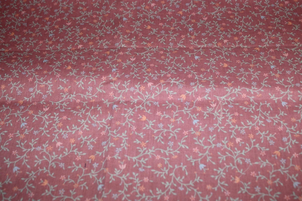 Gray Blue Vines on Dusty Pink Cotton Fabric 23x44 - Image 1 of 1