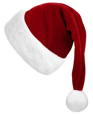 Sombrero de Papá Noel Rojo Vino Navidad Sombrero para Adultos Unisex Terciopelo Comodidad Navidad Sombrero para... Foto 1 de 4