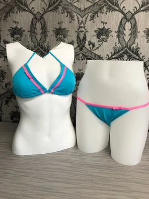 Bikini Leg Avenue LA61004 Tanga Cuello Halter con Detalle de Lazo Azul/Rosa S/M Foto 1 de 2