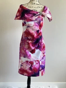 NWT  Eliza J Pink Floral, Asymmetrical  Dress Size 10 - Picture 1 of 19