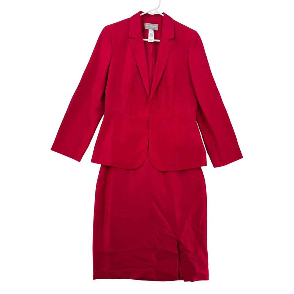 Liz Claiborne Blazer Falda Traje Mujer 8 Rojo Seda Colección LCMU4032 Oficina Nuevo con Etiquetas Foto 1 de 4