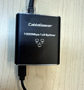 Ethernet Splitter 1 to 2 High Speed 1000Mbps Gigabit RJ45 Internet Split w/USB - Afbeelding 1 van 5