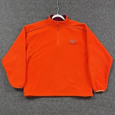 Virginia Tech Hokies Fleece Pullover Quarter 1/4 Zip Mens Orange NCAA Football - Image 1 of 4