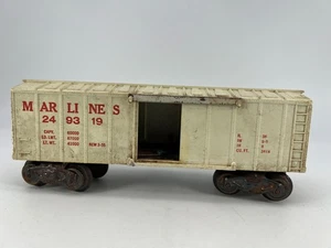 Marx #249319 Spur O Mar Lines Güterwagen creme rot Nachkrieg schlechter Zustand - Bild 1 von 8